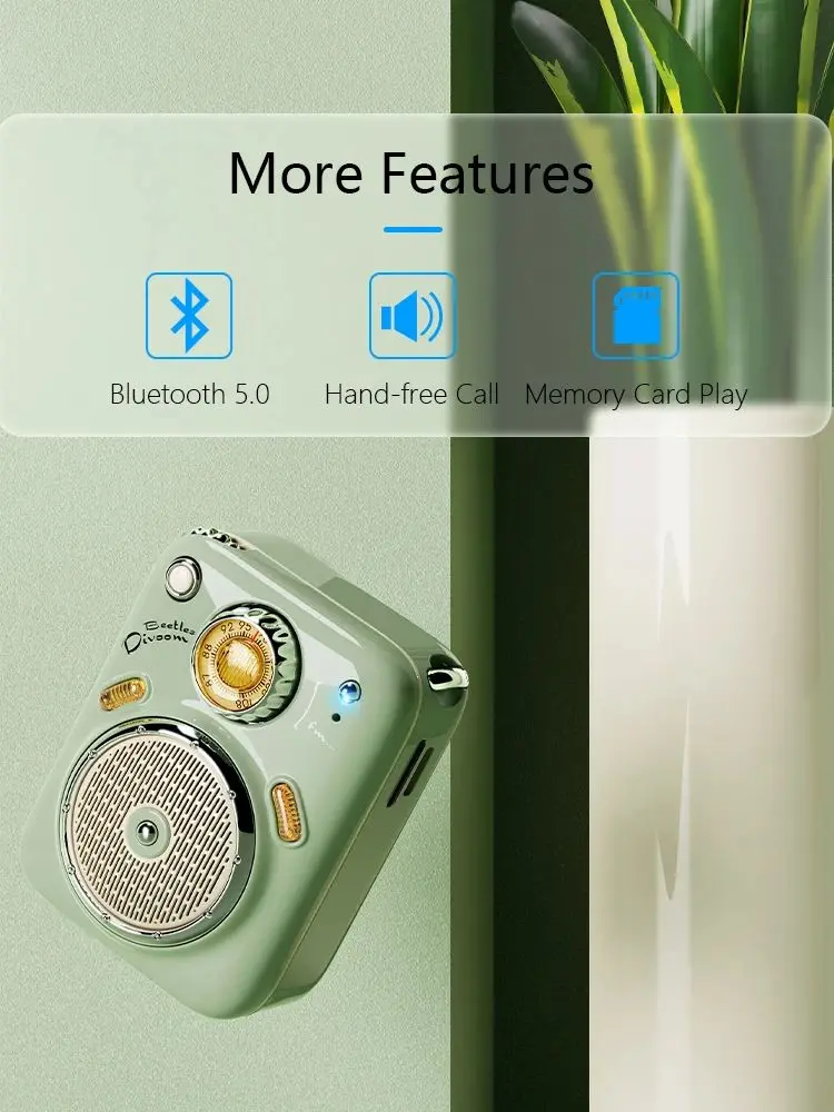 Divoom B-Beetles radio speakers Bluetooth Wireless Mini portable small speakers for girls birthday presents Gift Green Divoom B-Beetles radio speakers Bluetooth Wireless Mini portable small speakers for girls birthday presents Gift Green