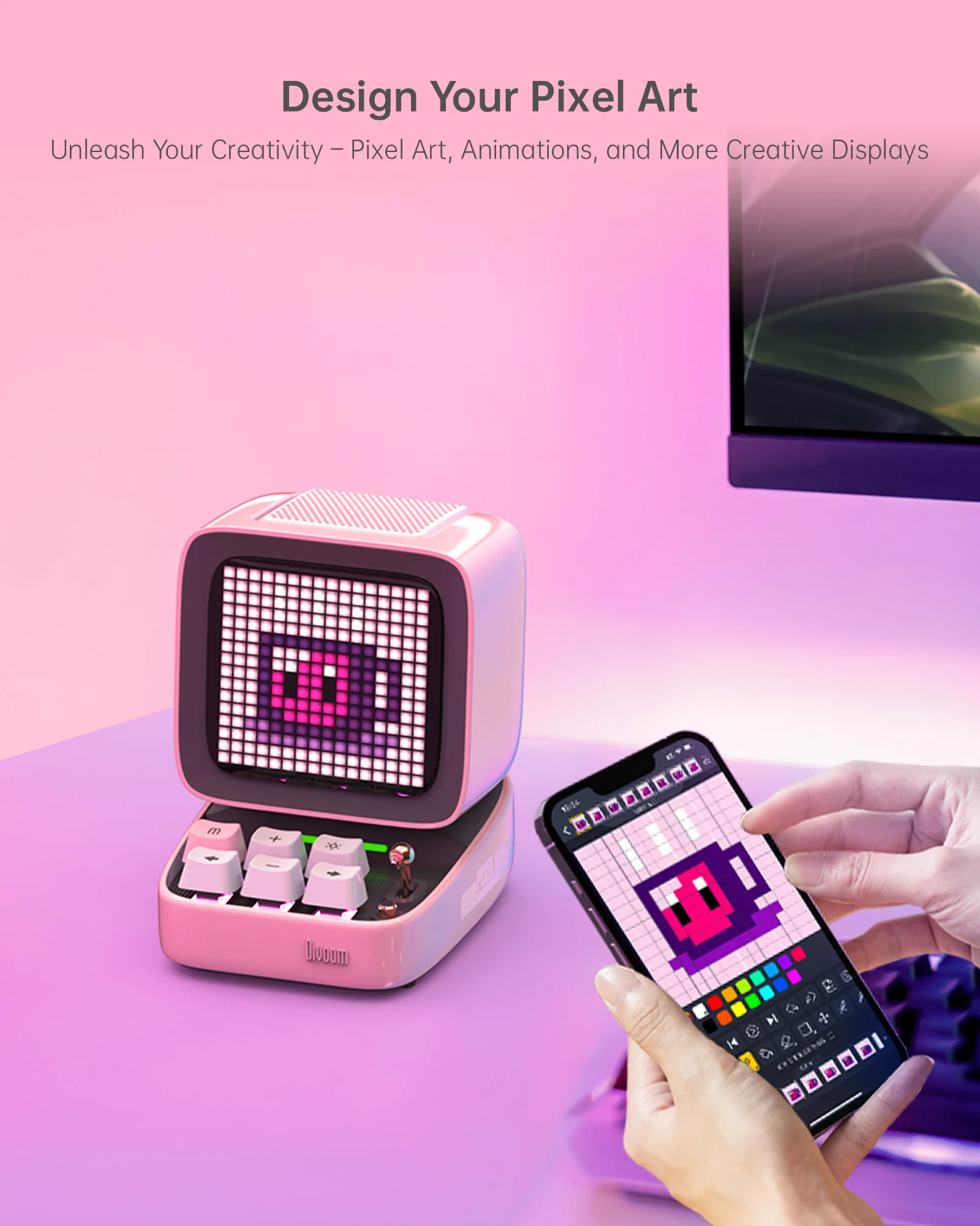 Divoom Ditoo-Pro Retro Pixel Art Bluetooth Portable Speaker Alarm Clock DIY LED Display Board, Cute Gift Home Light Divoom Ditoo-Pro Retro Pixel Art Bluetooth Portable Speaker Alarm Clock DIY LED Display Board, Cute Gift Home Light