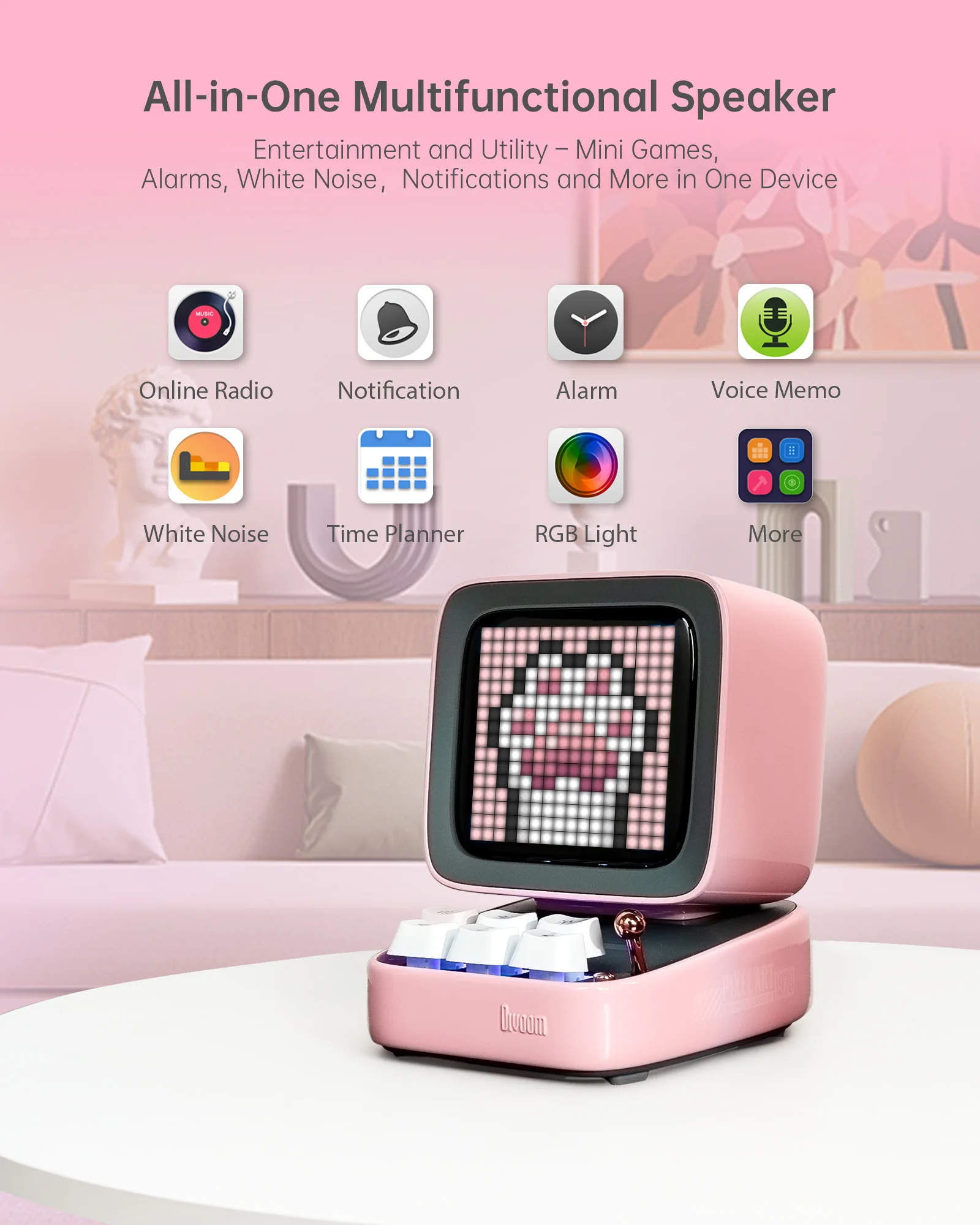 Divoom Ditoo-Pro Retro Pixel Art Bluetooth Portable Speaker Alarm Clock DIY LED Display Board, Cute Gift Home Light Divoom Ditoo-Pro Retro Pixel Art Bluetooth Portable Speaker Alarm Clock DIY LED Display Board, Cute Gift Home Light