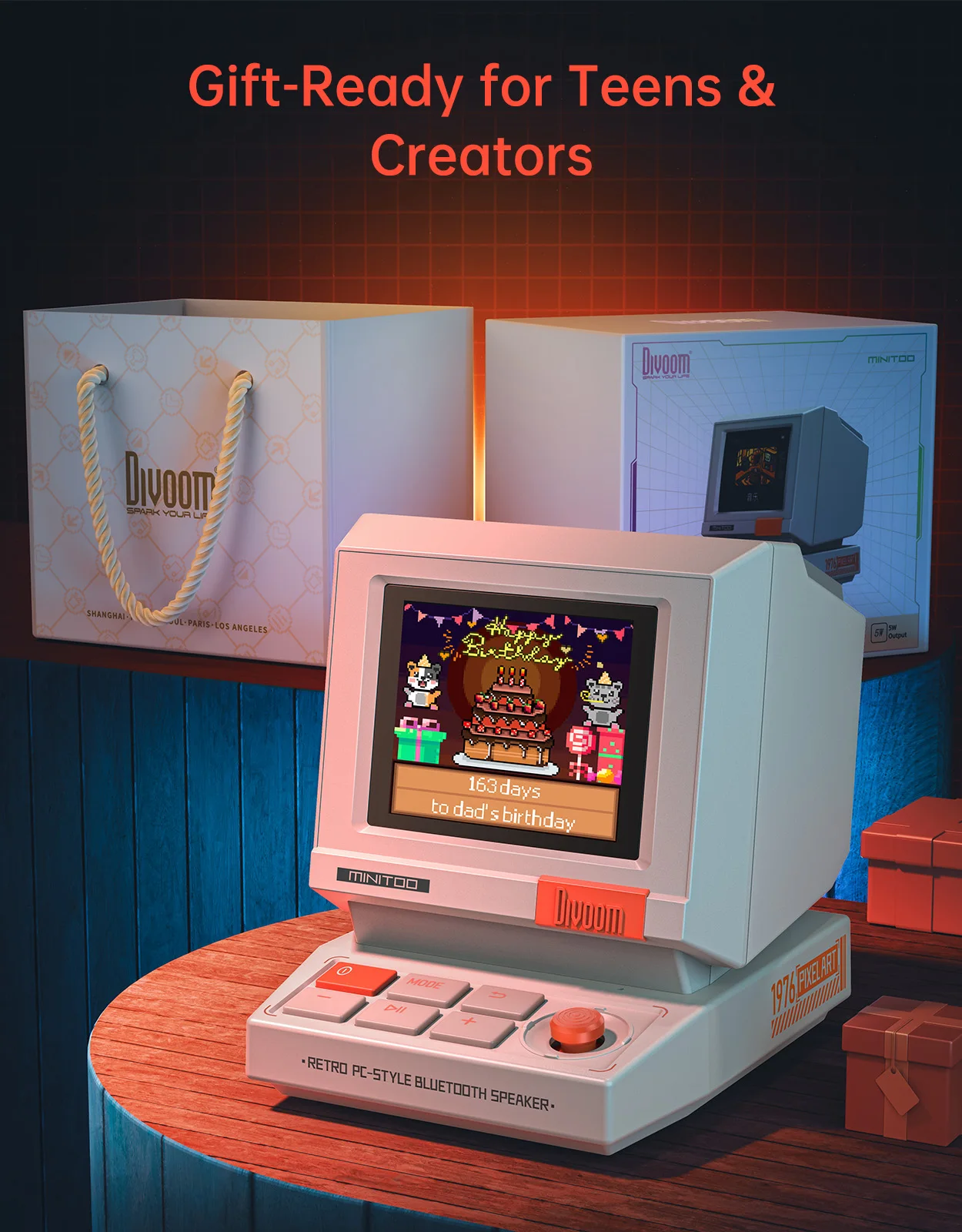 Divoom MiniToo Retro Bluetooth Speaker Portable Pixel Display Music Box Retro Computer Style Speaker Gift Divoom MiniToo Retro Bluetooth Speaker Portable Pixel Display Music Box Retro Computer Style Speaker Gift