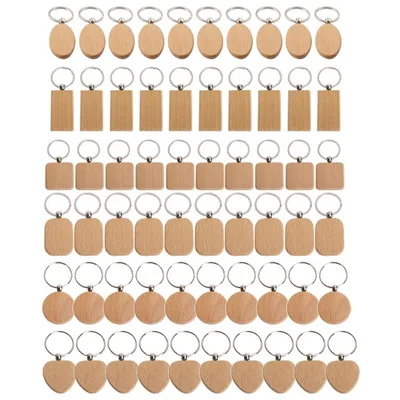 DIY Blank Wooden Keychains (60pcs)