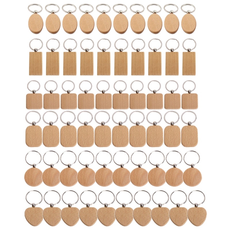 DIY Blank Wooden Keychains (60pcs) DIY Blank Wooden Keychains (60pcs)