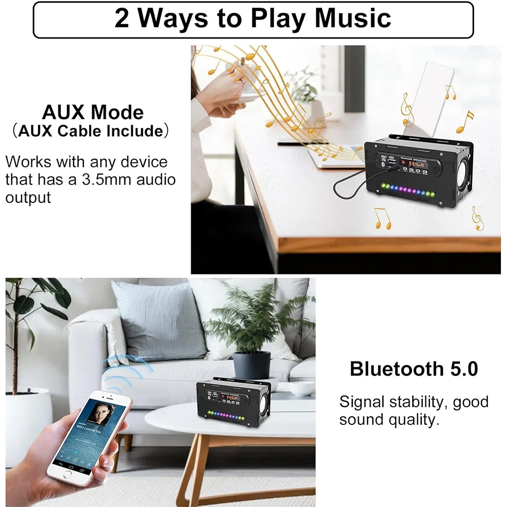 DIY Bluetooth-Compatible Speaker Kit LED FM Radio USB Mini Home Sound Amplifier with Digital Display Soldering Project DIY Bluetooth-Compatible Speaker Kit LED FM Radio USB Mini Home Sound Amplifier with Digital Display Soldering Project