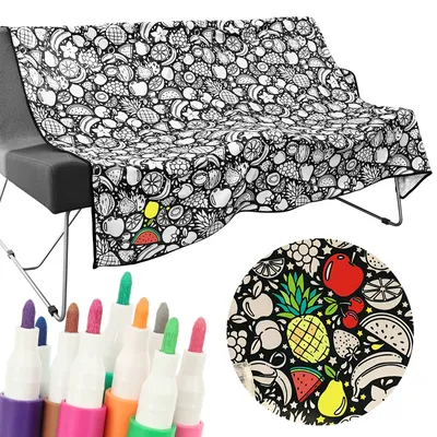 DIY Coloring Blanket with 24 Colored Markers Creative Personalization Pattern Blanket Stress Relief Unique Paint Art DIY Coloring Blanket with 24 Colored Markers Creative Personalization Pattern Blanket Stress Relief Unique Paint Art