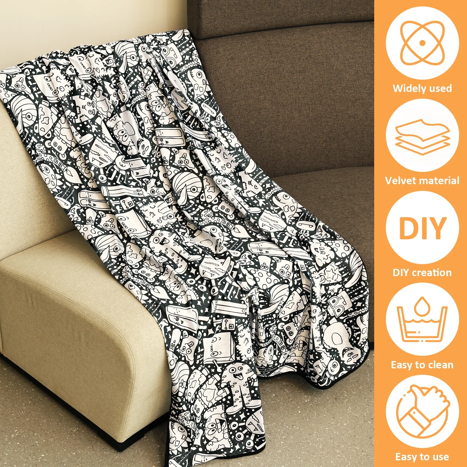 DIY Coloring Blanket with 24 Colored Markers Creative Personalization Pattern Blanket Stress Relief Unique Paint Art DIY Coloring Blanket with 24 Colored Markers Creative Personalization Pattern Blanket Stress Relief Unique Paint Art