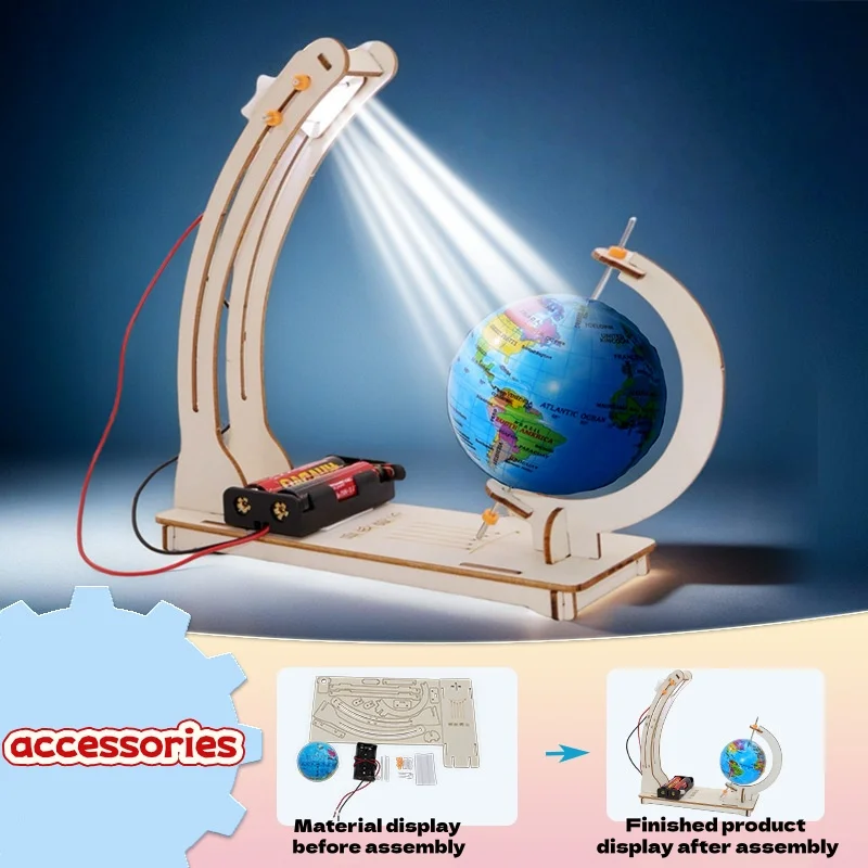 DIY Earth Model Day Night Cycle Science Kit STEM Educational Globe Toy for Kids Classroom Physics Learning Wooden DIY Earth Model Day Night Cycle Science Kit STEM Educational Globe Toy for Kids Classroom Physics Learning Wooden