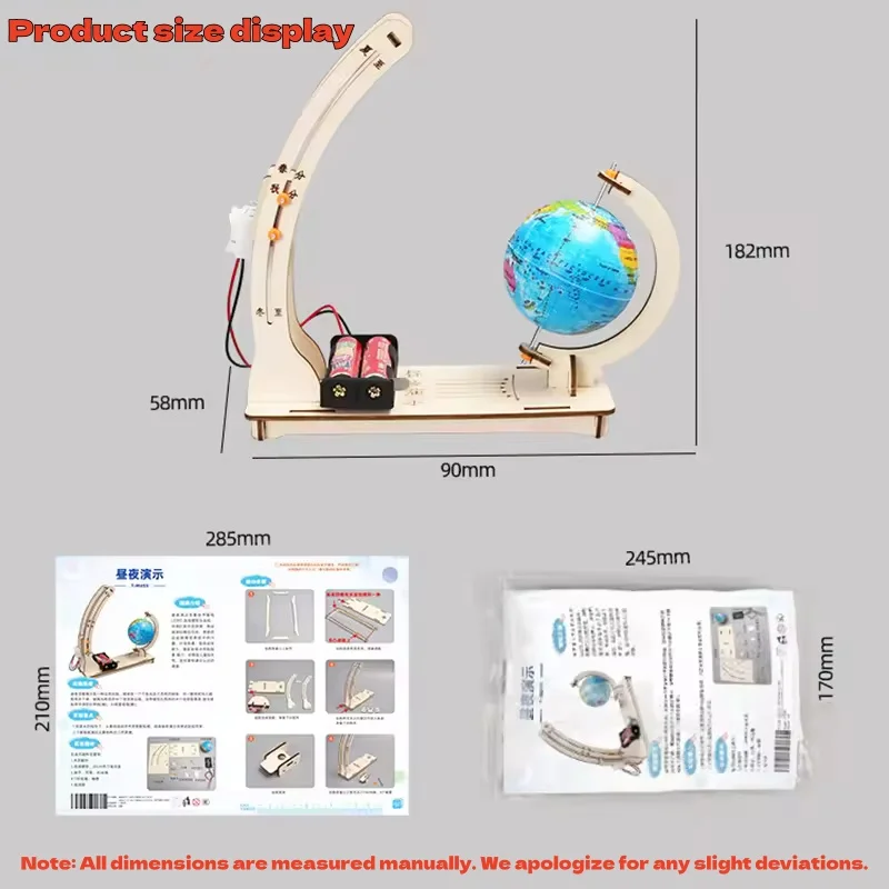 DIY Earth Model Day Night Cycle Science Kit STEM Educational Globe Toy for Kids Classroom Physics Learning Wooden DIY Earth Model Day Night Cycle Science Kit STEM Educational Globe Toy for Kids Classroom Physics Learning Wooden