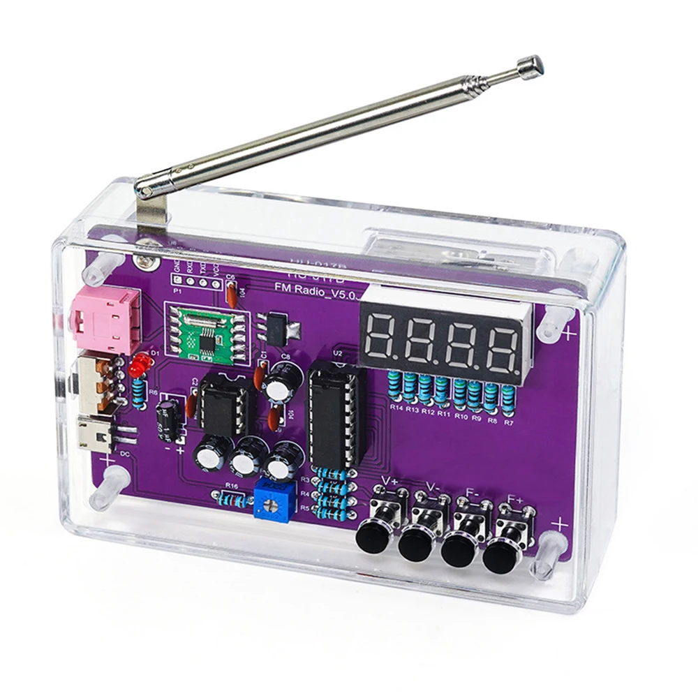 DIY FM Radio Electronic Kit Adjustable Frequency 87-108MHz Digital Display Soldering Project Practice Solder RDA5807S DIY FM Radio Electronic Kit Adjustable Frequency 87-108MHz Digital Display Soldering Project Practice Solder RDA5807S