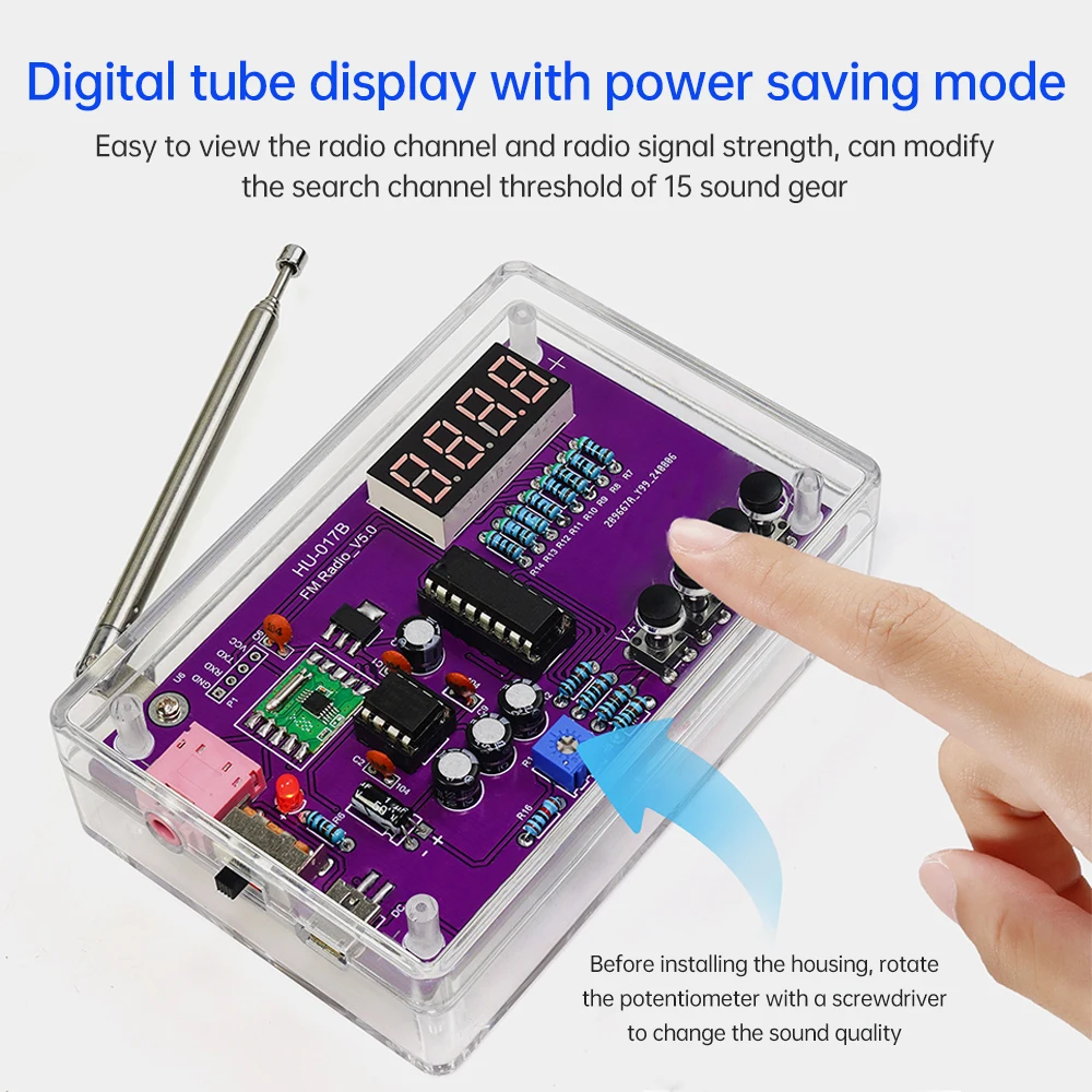 DIY FM Radio Electronic Kit Adjustable Frequency 87-108MHz Digital Display Soldering Project Practice Solder RDA5807S