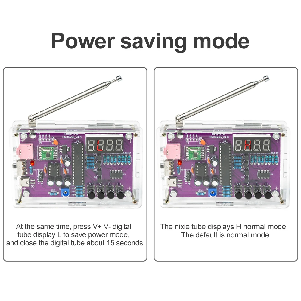 DIY FM Radio Electronic Kit Adjustable Frequency 87-108MHz Digital Display Soldering Project Practice Solder RDA5807S