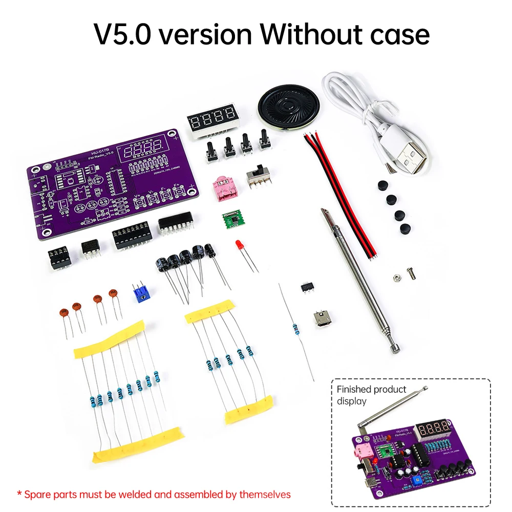DIY FM Radio Electronic Kit Adjustable Frequency 87-108MHz Digital Display Soldering Project Practice Solder RDA5807S