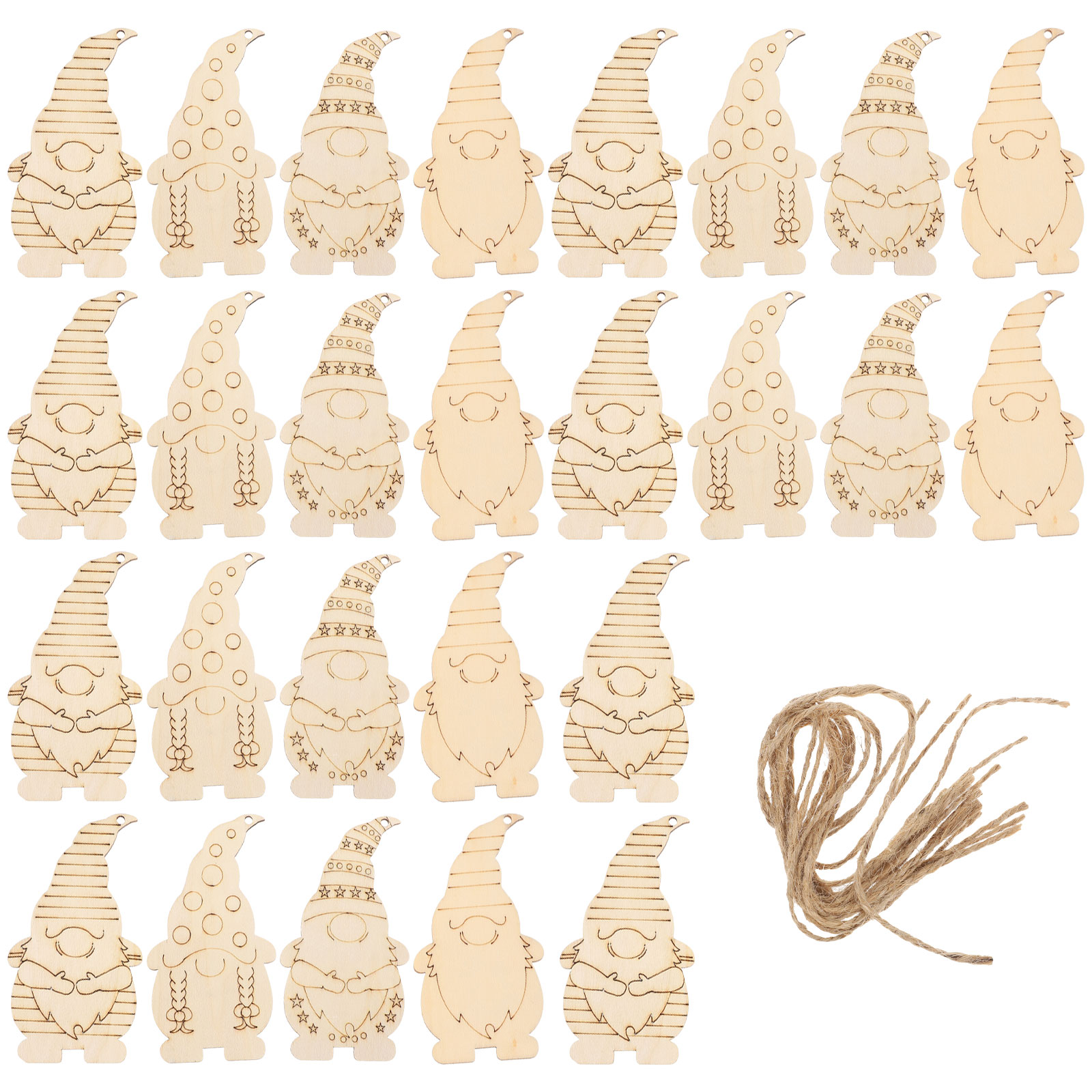 DIY Hanging Wooden Gnome Ornaments (40pcs)