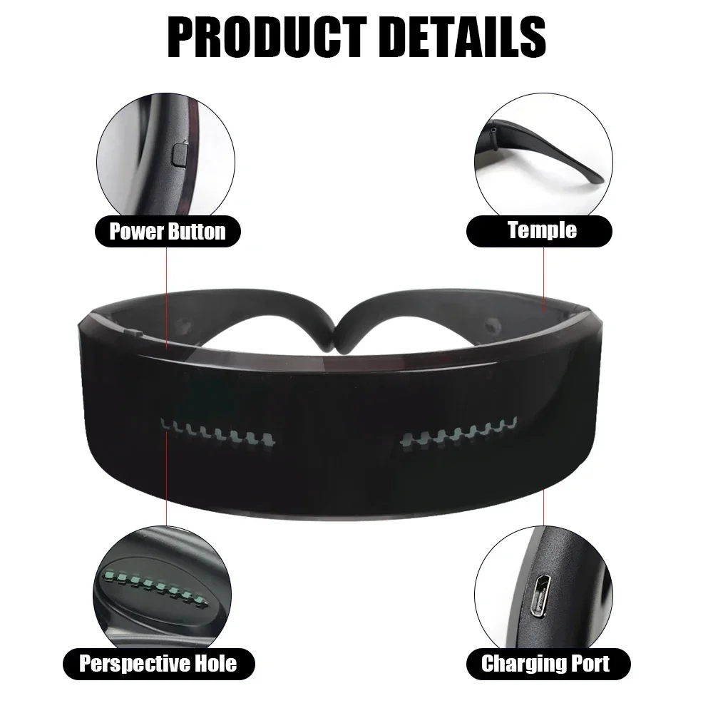 DIY Shining Electronic Futuristic Eyewear Glow The Dark Bluetooth LED Luminous Glasses Prop for Party Bar Festival DIY Shining Electronic Futuristic Eyewear Glow The Dark Bluetooth LED Luminous Glasses Prop for Party Bar Festival