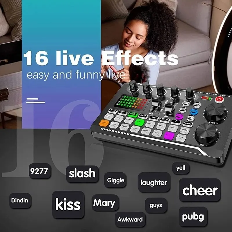DJ Equipment Microphone Sound Card Console Studio Sound Card Kit Cable Phone Mixing Computer Live Voice Mixer F998 DJ Equipment Microphone Sound Card Console Studio Sound Card Kit Cable Phone Mixing Computer Live Voice Mixer F998