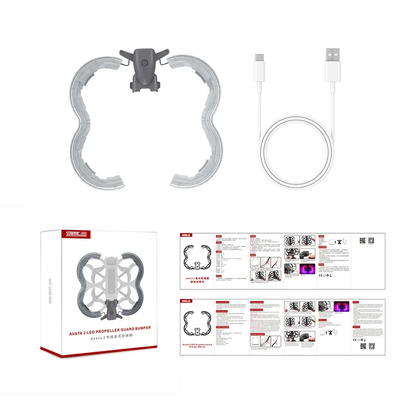 DJI Avata 2 LED Propeller Guard Protector Rechargeable Luminous Anti-collision Ring Propellers Protective Bumper DJI Avata 2 LED Propeller Guard Protector Rechargeable Luminous Anti-collision Ring Propellers Protective Bumper