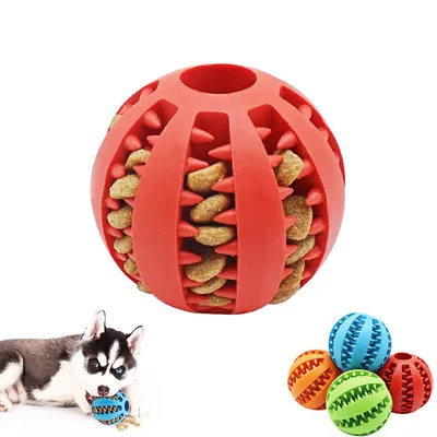 Dog Ball Toys for Small Dogs Interactive Elasticity Puppy Chew Toy Tooth Cleaning Rubber Food Ball Toy Pet Stuff