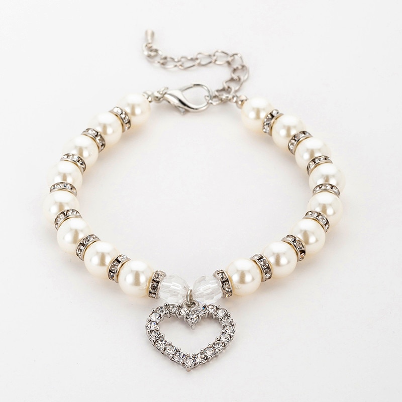 Dog Bead Collar with Heart Charm Dog Bead Collar with Heart Charm