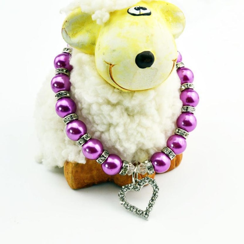 Dog Bead Collar with Heart Charm Dog Bead Collar with Heart Charm