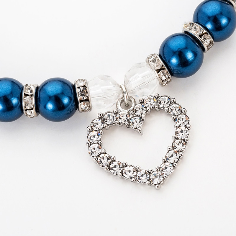 Dog Bead Collar with Heart Charm Dog Bead Collar with Heart Charm