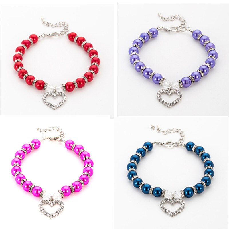 Dog Bead Collar with Heart Charm Dog Bead Collar with Heart Charm