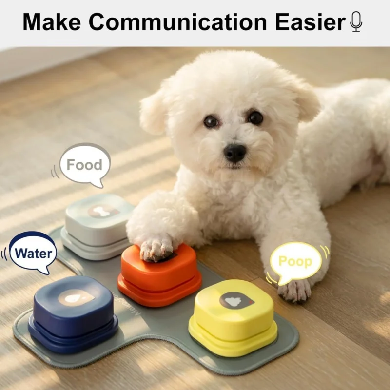 Dog Button Record Talking Pet Communication Vocal Training Interactive Toy Bell Ringer With Pad and Sticker Easy To Use Dog Button Record Talking Pet Communication Vocal Training Interactive Toy Bell Ringer With Pad and Sticker Easy To Use