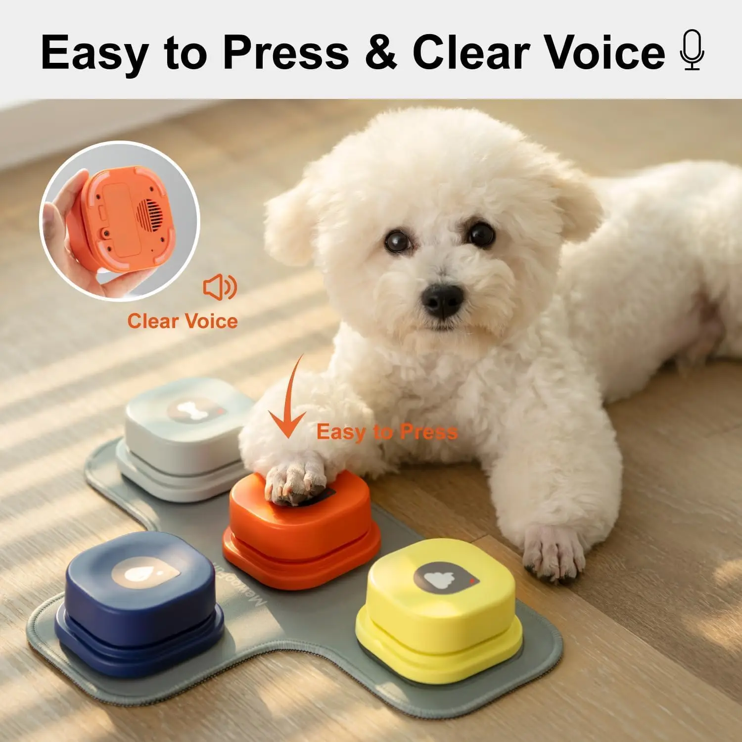 Dog Button Record Talking Pet Communication Vocal Training Interactive Toy Bell Ringer With Pad and Sticker Easy To Use Dog Button Record Talking Pet Communication Vocal Training Interactive Toy Bell Ringer With Pad and Sticker Easy To Use