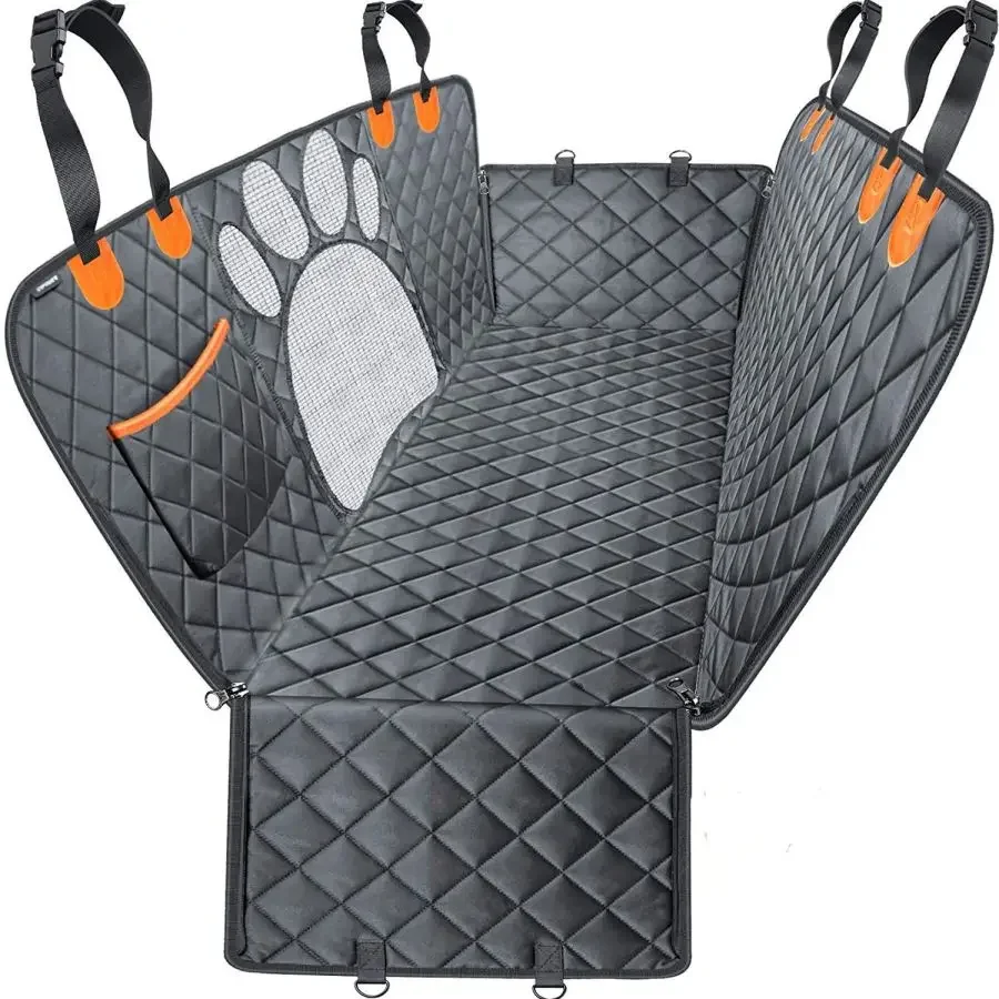 Dog Car Seat Cover for Back Seat, 100% Waterproof Dog Car Hammock with Visual Mesh Window and Side Zipper Car Seat and Dog Car Seat Cover for Back Seat, 100% Waterproof Dog Car Hammock with Visual Mesh Window and Side Zipper Car Seat and