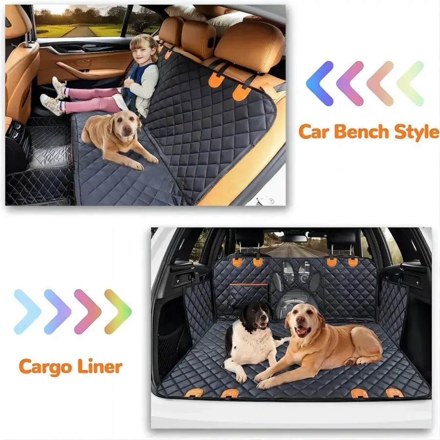 Dog Car Seat Cover for Back Seat, 100% Waterproof Dog Car Hammock with Visual Mesh Window and Side Zipper Car Seat and Dog Car Seat Cover for Back Seat, 100% Waterproof Dog Car Hammock with Visual Mesh Window and Side Zipper Car Seat and