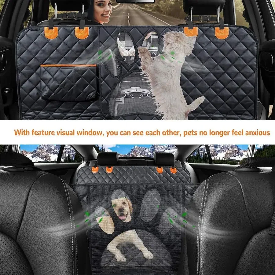 Dog Car Seat Cover for Back Seat, 100% Waterproof Dog Car Hammock with Visual Mesh Window and Side Zipper Car Seat and Dog Car Seat Cover for Back Seat, 100% Waterproof Dog Car Hammock with Visual Mesh Window and Side Zipper Car Seat and
