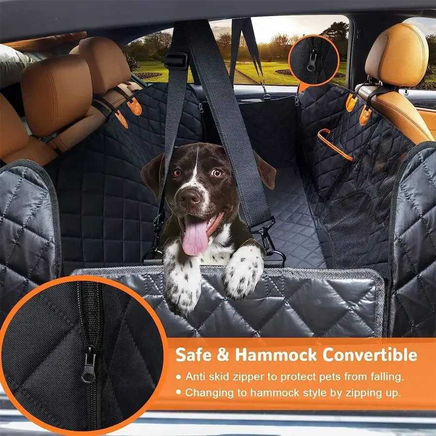 Dog Car Seat Cover for Back Seat, 100% Waterproof Dog Car Hammock with Visual Mesh Window and Side Zipper Car Seat and Dog Car Seat Cover for Back Seat, 100% Waterproof Dog Car Hammock with Visual Mesh Window and Side Zipper Car Seat and