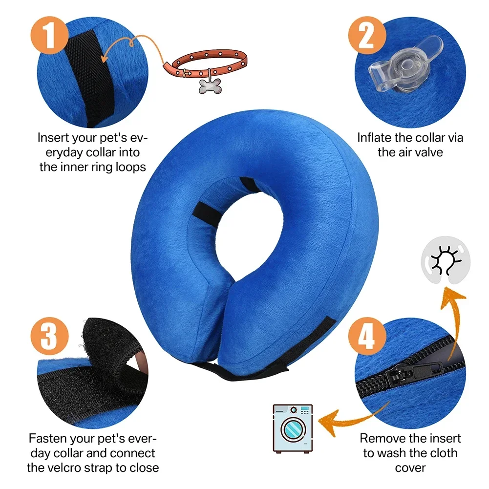 Dog Cones After Surgery, Protective Inflatable Dog Collar Pet Recovery Collar Soft Pet Cone for Small Medium or Large Dog Cones After Surgery, Protective Inflatable Dog Collar Pet Recovery Collar Soft Pet Cone for Small Medium or Large