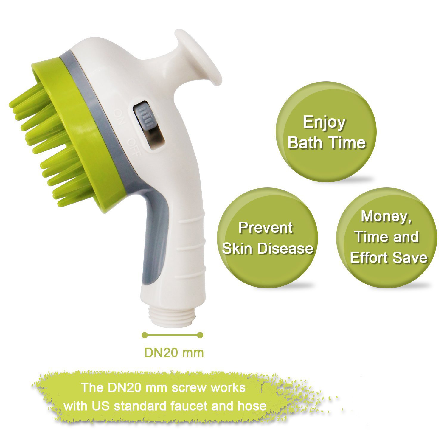 Dog Grooming Showerhead with Bristles