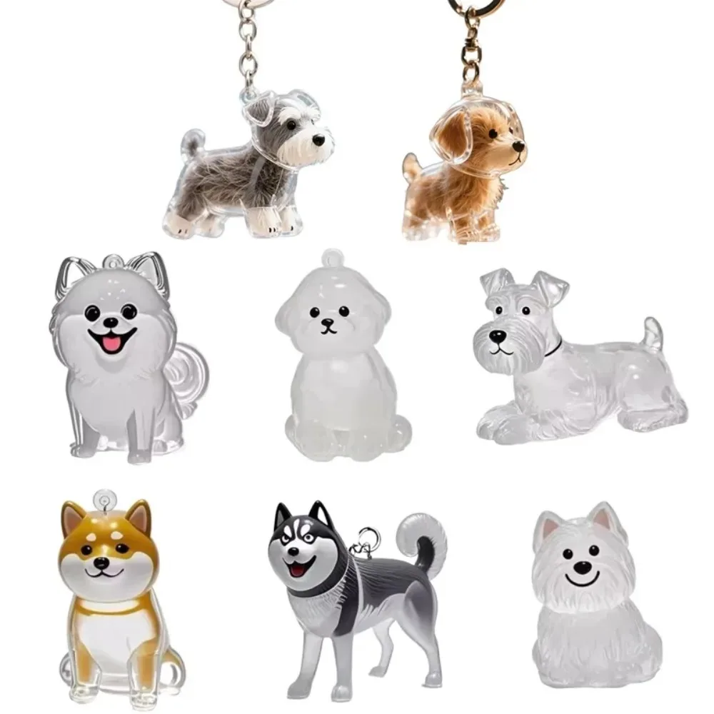 Dog Hair Storage Pendant Cute Keychain Car Key Chains Bag Pendant Couple Jewelry Souvenir Collection Gift Decoration