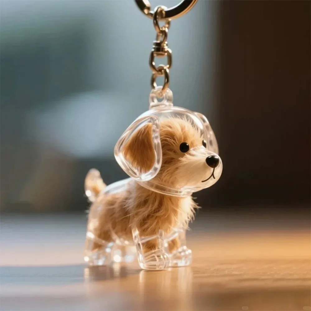 Dog Hair Storage Pendant Cute Keychain Car Key Chains Bag Pendant Couple Jewelry Souvenir Collection Gift Decoration