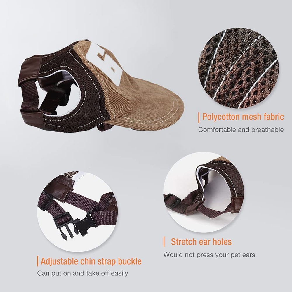 Dog Hat Dog Sunscreen Hat Baseball Cap Outdoor Sports Hat with Ear Holes Adjustable Pet Hat for Small and Medium Dog