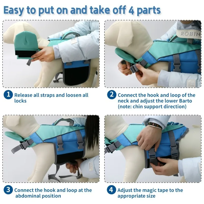 Dog Life Jacket Adjustable Dog Life Vest Reflective Dog Life Vest with Handle for Small To Large Breeds Swimming Boating Dog Life Jacket Adjustable Dog Life Vest Reflective Dog Life Vest with Handle for Small To Large Breeds Swimming Boating