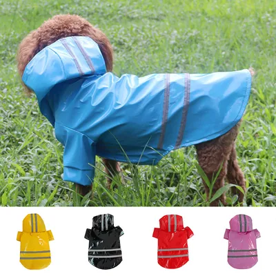 Dog Rain Poncho with Reflective Strip Design Dog Rain Poncho with Reflective Strip Design
