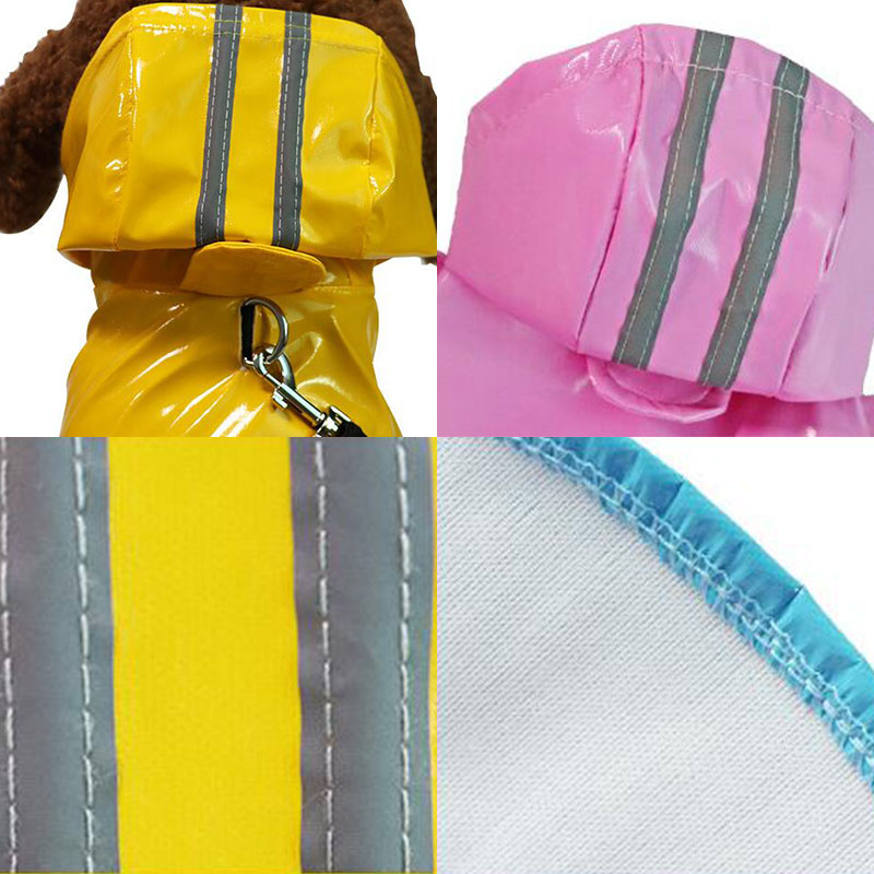 Dog Rain Poncho with Reflective Strip Design Dog Rain Poncho with Reflective Strip Design