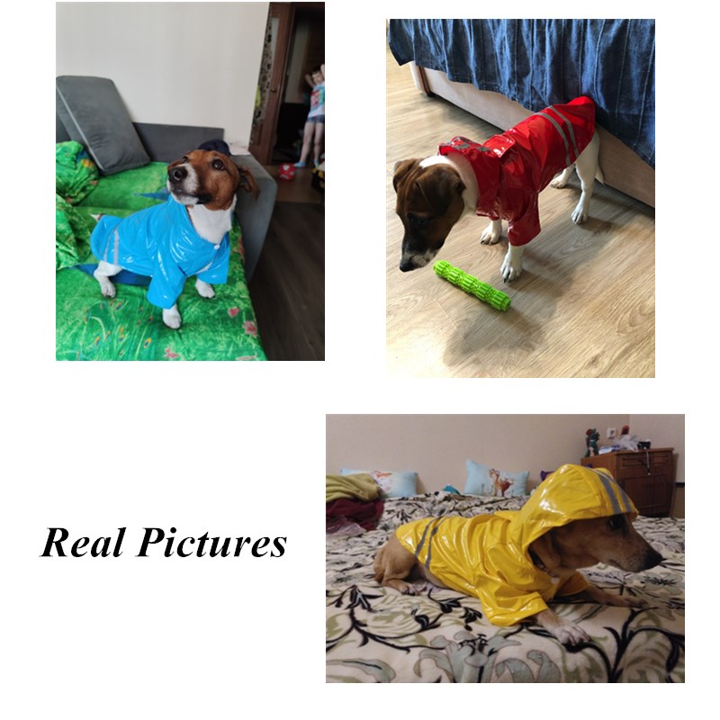 Dog Rain Poncho with Reflective Strip Design Dog Rain Poncho with Reflective Strip Design