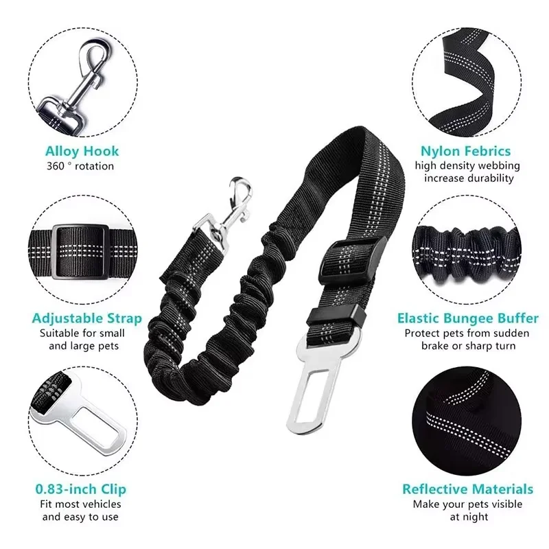 Dog Safety Leash Adjustable Retractable Cushioning Elastic Pet Leash Car Seat Seat Belt Safety Rope Tug Rope Dog Safety Leash Adjustable Retractable Cushioning Elastic Pet Leash Car Seat Seat Belt Safety Rope Tug Rope