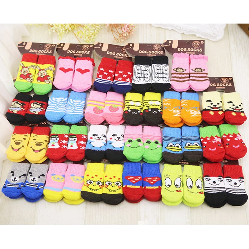 Dog Socks Anti-slip Bottom 4PC Set