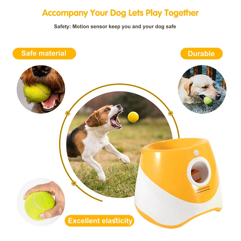Dog Tennis Launcher Automatic Pet Dogs Chase Toy Mini Tennis Throwing Pinball Machine Fun Interactive Throw Rechargable
