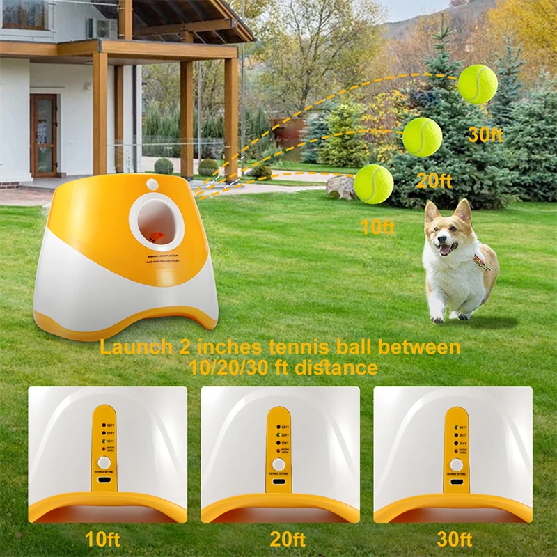 Dog Tennis Launcher Automatic Pet Dogs Chase Toy Mini Tennis Throwing Pinball Machine Fun Interactive Throw Rechargable