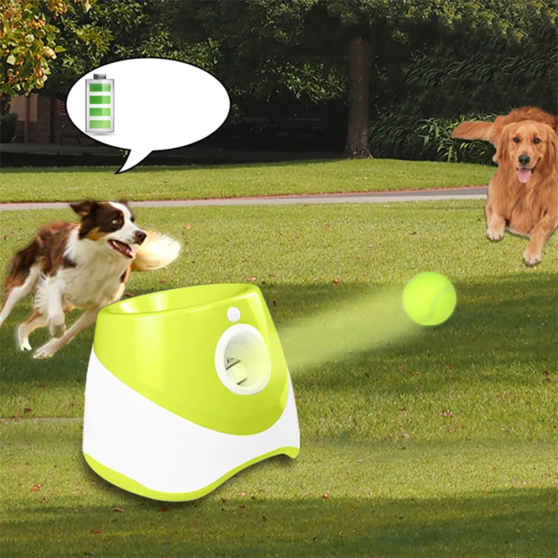 Dog Tennis Launcher Automatic Pet Dogs Chase Toy Mini Tennis Throwing Pinball Machine Fun Interactive Throw Rechargable