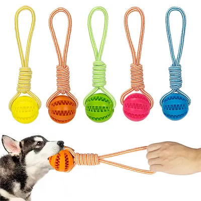 Dog Toys Treat Balls Interactive Hemp Rope Rubber Leaking Balls for Small Dogs Chewing Bite Resistant Toys Pet Tooth Dog Toys Treat Balls Interactive Hemp Rope Rubber Leaking Balls for Small Dogs Chewing Bite Resistant Toys Pet Tooth