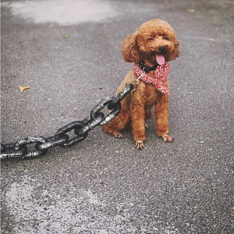 Dog Traction Chain Simulation Iron Chain Plastic Thick Chain Traction Rope Net Red Fun Pet Supplies Dogs Accessories