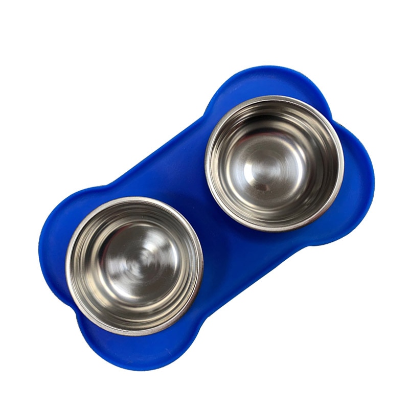 Dog Water Bowl Mat with Two Bowls Dog Water Bowl Mat with Two Bowls