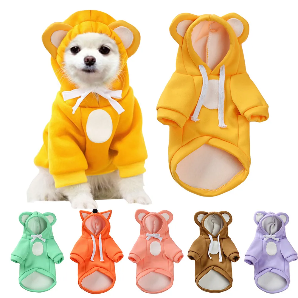 Dog Winter Warm Clothes Cute Plush Coat Hoodies Pet Costume Jacket For Puppy Cat French Bulldog Chihuahua Small Dog