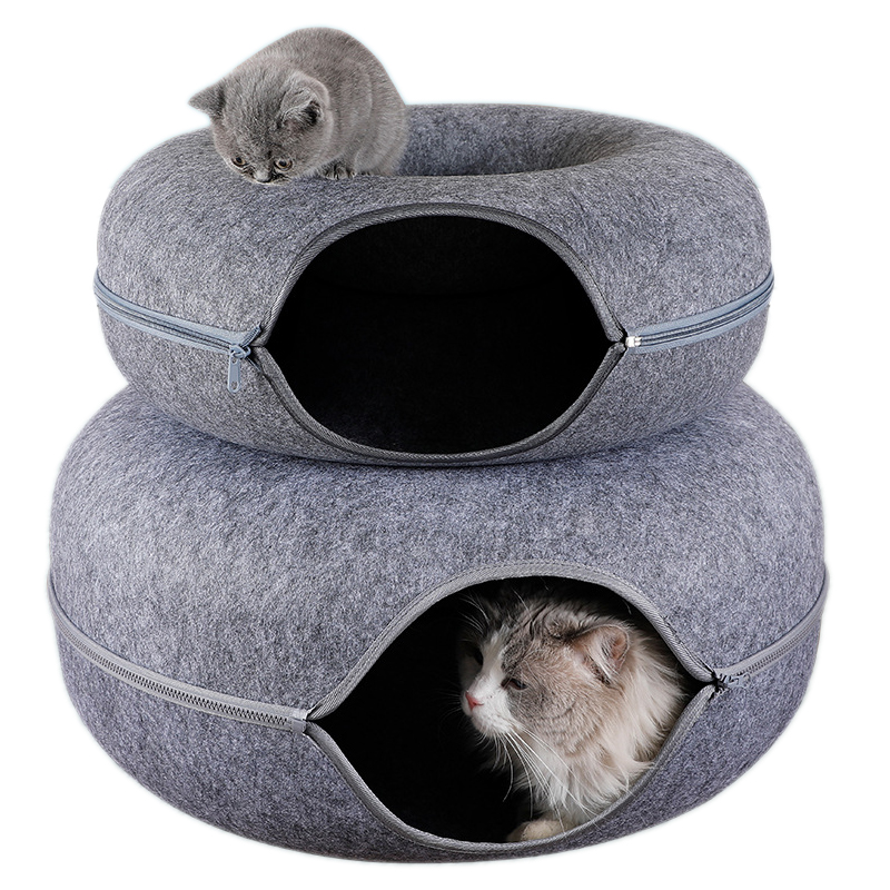 Donut Cat Bed Pet Cat Tunnel Interactive Game Toy Cat Bed Dual-use Indoor Toy Kitten Sports Equipment Cat Training Toy