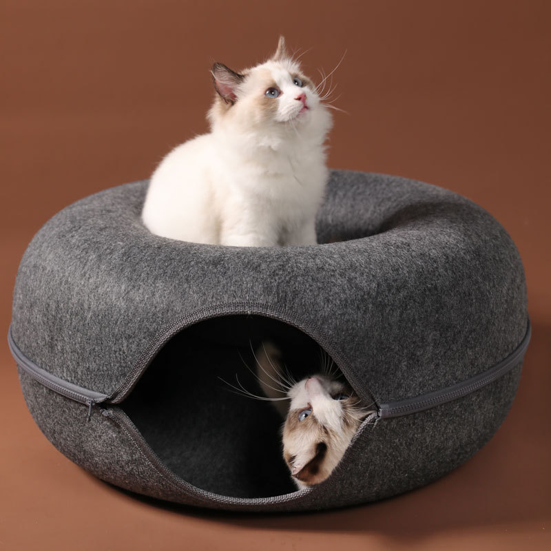 Donut Shaped Felt Cave Cat Bed Donut Shaped Felt Cave Cat Bed